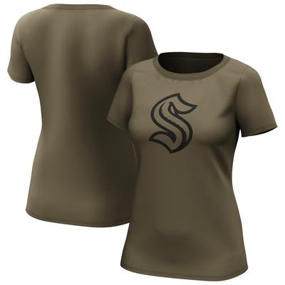 Seattle Kraken Fanatics Branded Iconic Preferred Logo Grafik T-Shirt - Khaki - Damen Image