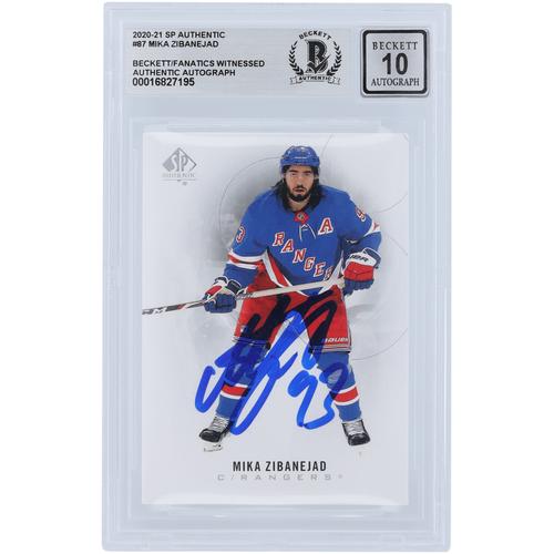 Mika Zibanejad New York Rangers signiert 2020–21 Upper Deck SP Authentic #87 Beckett Fanatics bezeugt authentifiziert 10 Karte