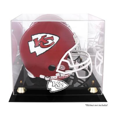 Goldener klassischer Helm-Vitrine der Kansas City Chiefs mit verspiegelter Rückseite Image