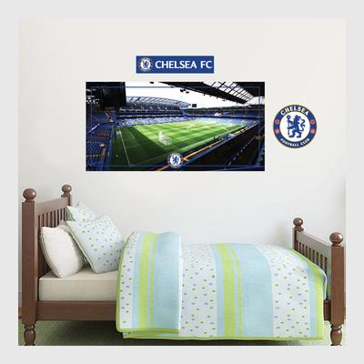 Chelsea Stamford Bridge Stadion Wandaufkleber – 90 cm x 45 cm mit Aufkleber-Set – 60 cm x 30 cm Image