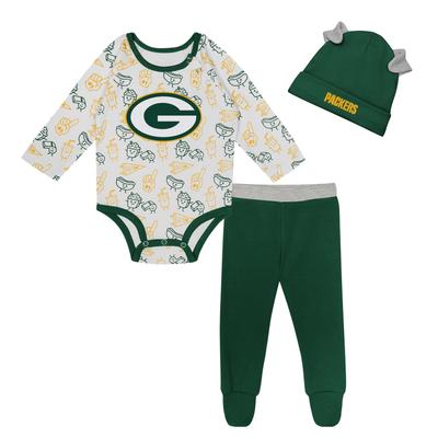 Green Bay Packers Little Camp 3-teiliger Strampler, Hose & Hut - Baby Image