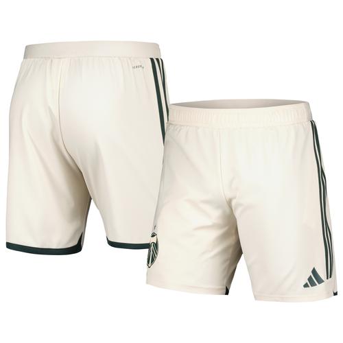 Cremefarbene adidas Portland Timbers 2024 Away Authentic Shorts für Herren