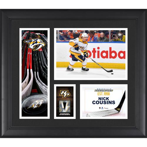 Nick Cousins ​​Nashville Predators, unsignierte, gerahmte Spielercollage, 15 x 17 Zoll, mit einem Stück eines beim Spiel verwendeten Pucks