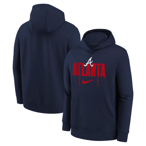 Atlanta Braves Club Fleece Club Stack Kapuzenpullover – Marineblau – Jugendliche