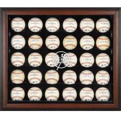 Vitrine für 30 Bälle mit New York Yankees-Logo und braunem Rahmen Image