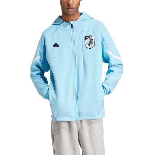 Hellblaue adidas Minnesota United FC 2024 Anthem Travel Raglanärmel-Jacke mit durchgehendem Reißverschluss für Herren