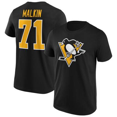 Pittsburgh Penguins Fanatics Branded Iconic Name & Number Graphic T-Shirt - Schwarz - Malkin 71 - Herren Image