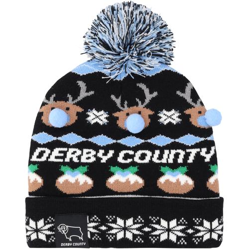 Derby County Fairisle Weihnachtsmütze – Schwarz – Kinder