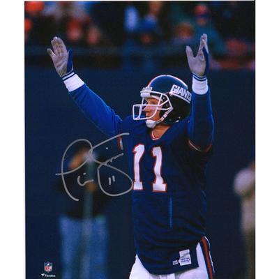 Signiertes 8 x 10 Zoll großes Foto von Phil Simms, New York Giants, mit erhobenen Armen Image