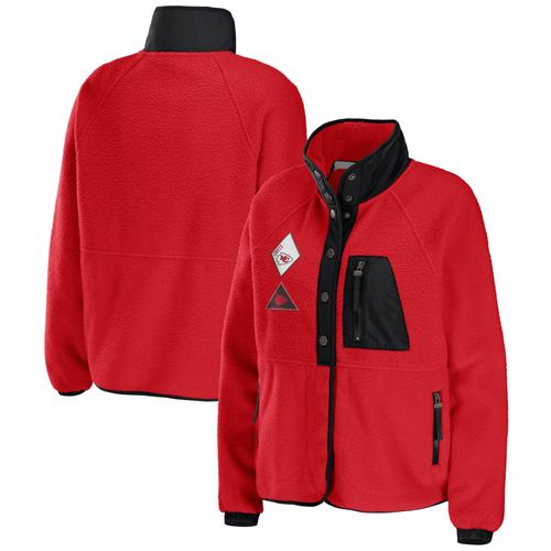 Damenbekleidung von Erin Andrews Rote Kansas City Chiefs Polar Fleece Raglan Full-Snap Jacke