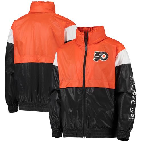 Orange/Schwarze Philadelphia Flyers Goal Line Windbreaker-Jacke mit durchgehendem Reißverschluss für Jugendliche