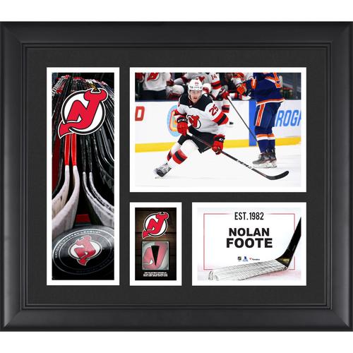 Nolan Foote New Jersey Devils, unsigniertes, gerahmtes Spieler-Collage, 15 x 17 Zoll, mit einem Stück eines beim Spiel verwendeten Pucks