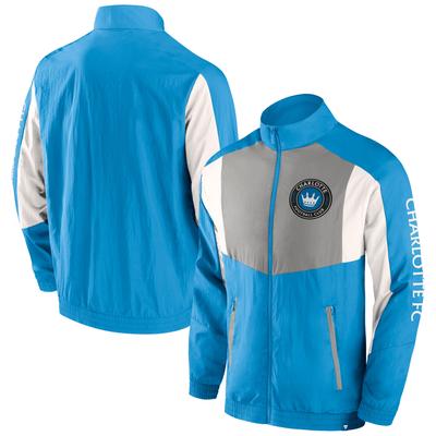 Blaue Charlotte FC Net Goal Raglan-Trainingsjacke mit durchgehendem Reißverschluss für Herren mit Fanatics-Logo Image