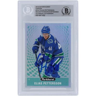 Elias Pettersson Vancouver Canucks signierte 2019-20 Upper Deck Parkhurst Parkies #PK-27 Beckett Fanatics bezeugte authentifizierte Karte Image
