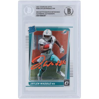 Jaylen Waddle Miami Dolphins 2021 Panini Donruss Optic Rated Rookie Orange Ink #208 Beckett Fanatics bezeugte authentifizierte Rookie-Karte Image