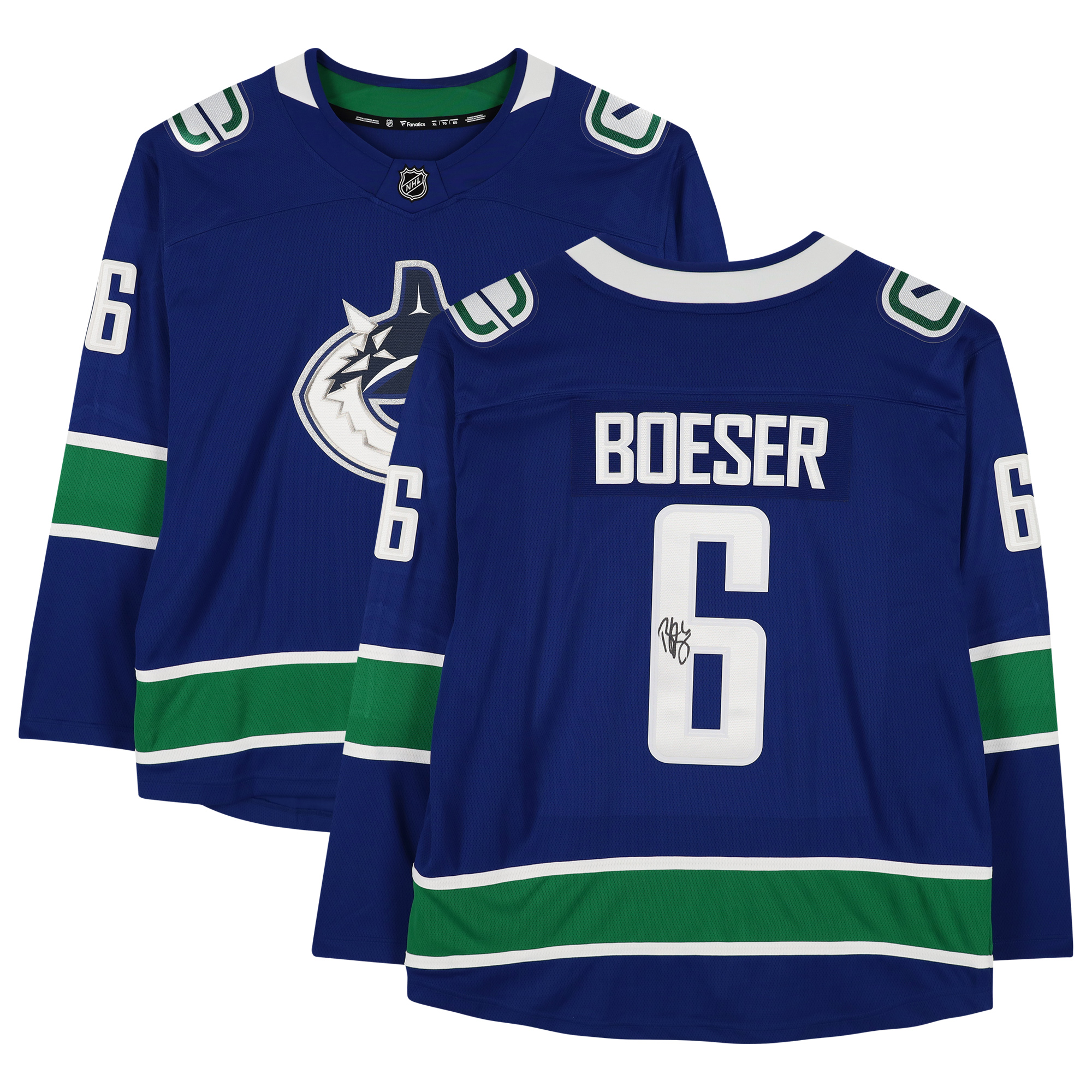 Von Brock Boeser signiertes blaues Fanatics Breakaway-Trikot der Vancouver Canucks Image