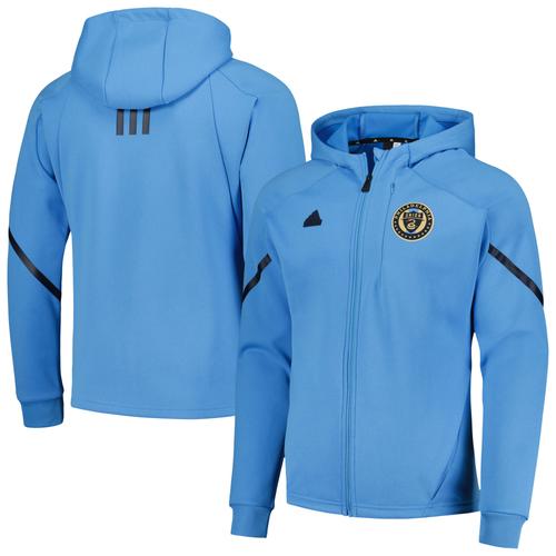 Hellblaue adidas Philadelphia Union 2024 Anthem Travel Raglanärmel-Jacke mit durchgehendem Reißverschluss für Herren