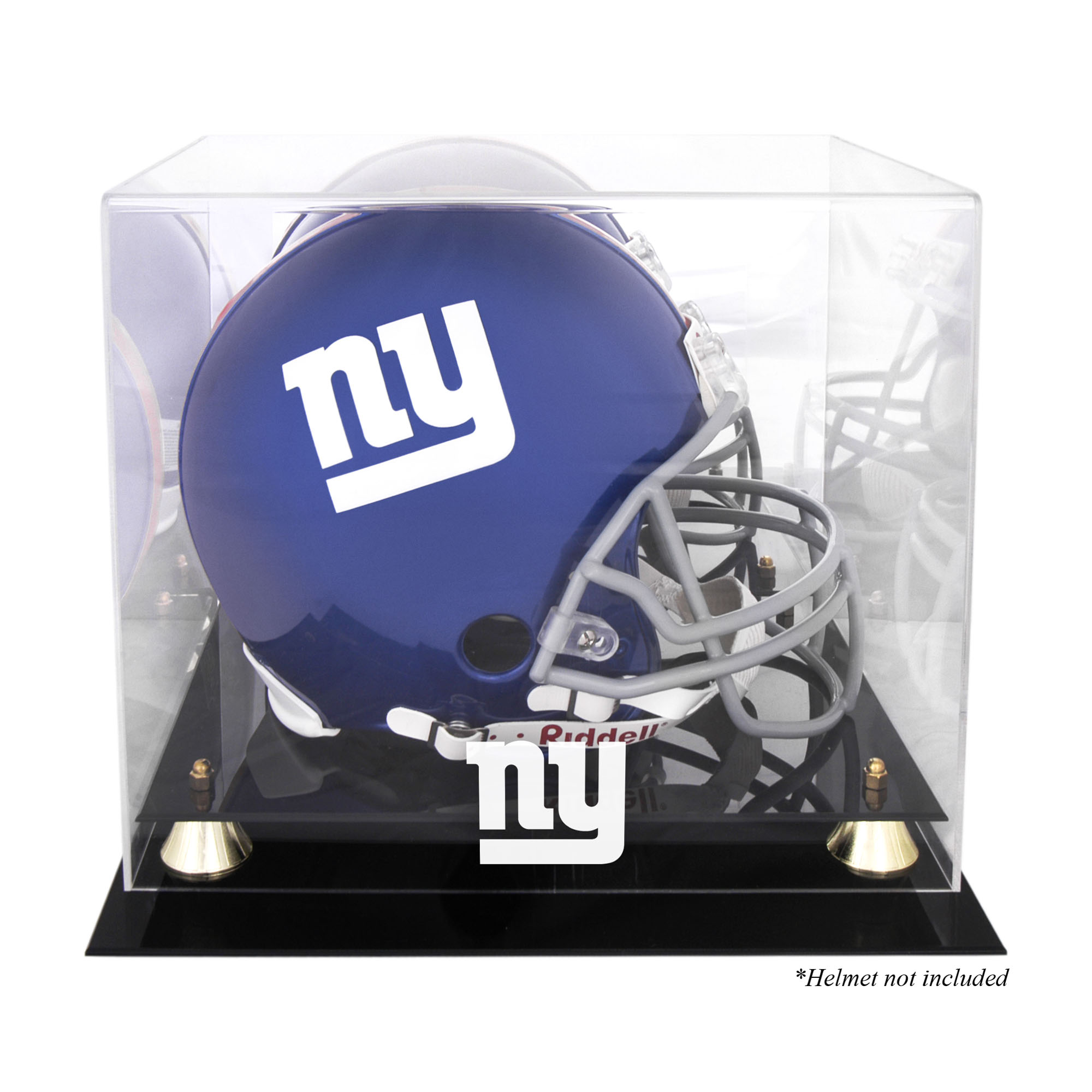Goldene klassische Helmvitrine der New York Giants mit verspiegelter Rückseite Image