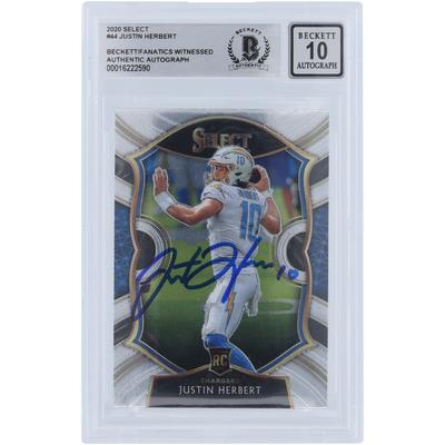 Justin Herbert, Los Angeles Chargers, signierte 2020 Panini Select #44 Beckett Fanatics, bezeugte authentifizierte 10 Rookie-Karte Image