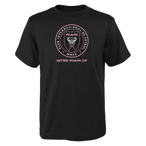 Schwarzes Jugend-T-Shirt mit primärem Logo von Inter Miami CF