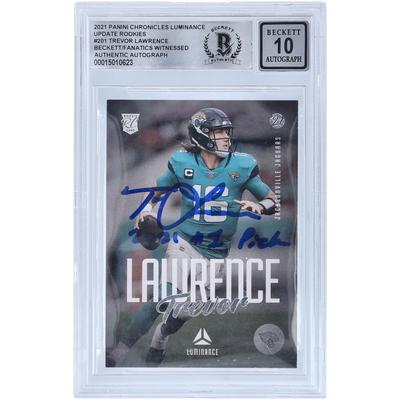Trevor Lawrence Jacksonville Jaguars signierte 2021 Panini Chronicles Luminance #201 Beckett Fanatics bezeugte authentifizierte 10 Rookie-Karte mit "2021 #1 Pick"-Aufschrift Image