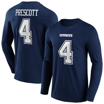 Dallas Cowboys Home Name & Nummer Langarm-T-Shirt - Dak Prescott - Herren Image