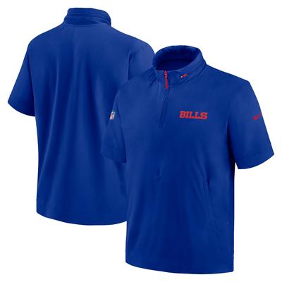 Nike Royal Buffalo Bills 2024 Sideline Coach Kurzarm-Kapuzenjacke mit Halbreißverschluss für Herren Image