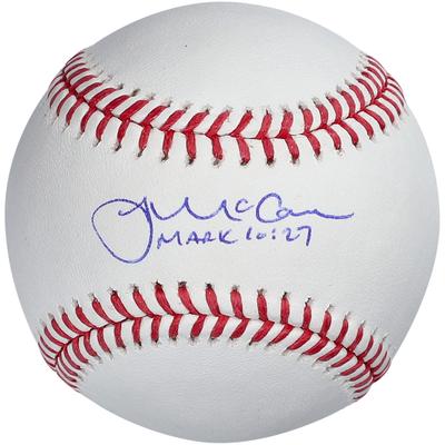 Signierter Baseball von James McCann von den Baltimore Orioles mit der Aufschrift „Markus 10:27“ Image