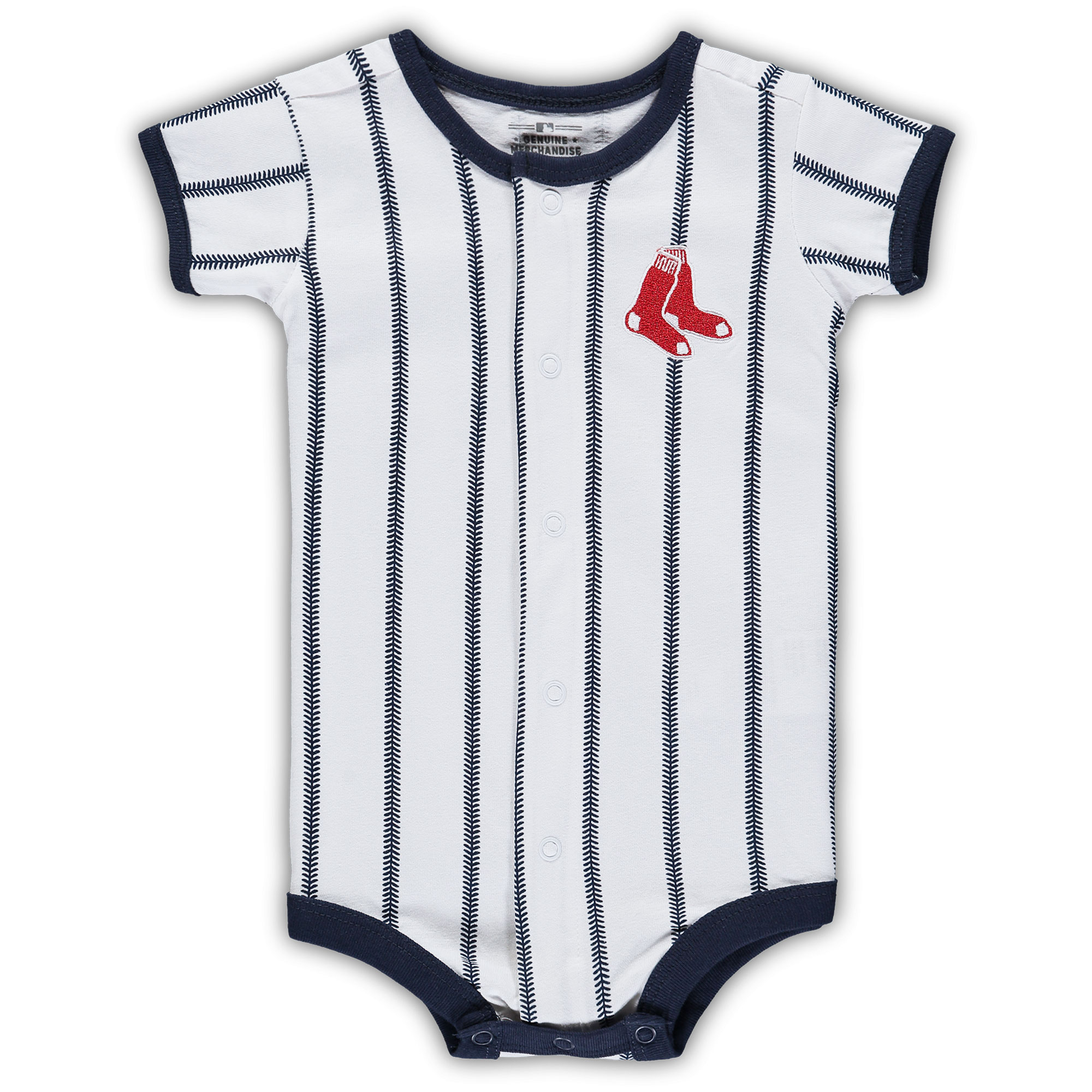 Weiß/Navy Boston Red Sox Power Hitter Kurzarm-Bodysuit für Neugeborene Image