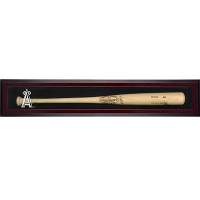 Los Angeles Angels of Anaheim Logo Mahagoni gerahmt Wandmontierte Einzelschläger-Vitrine Image