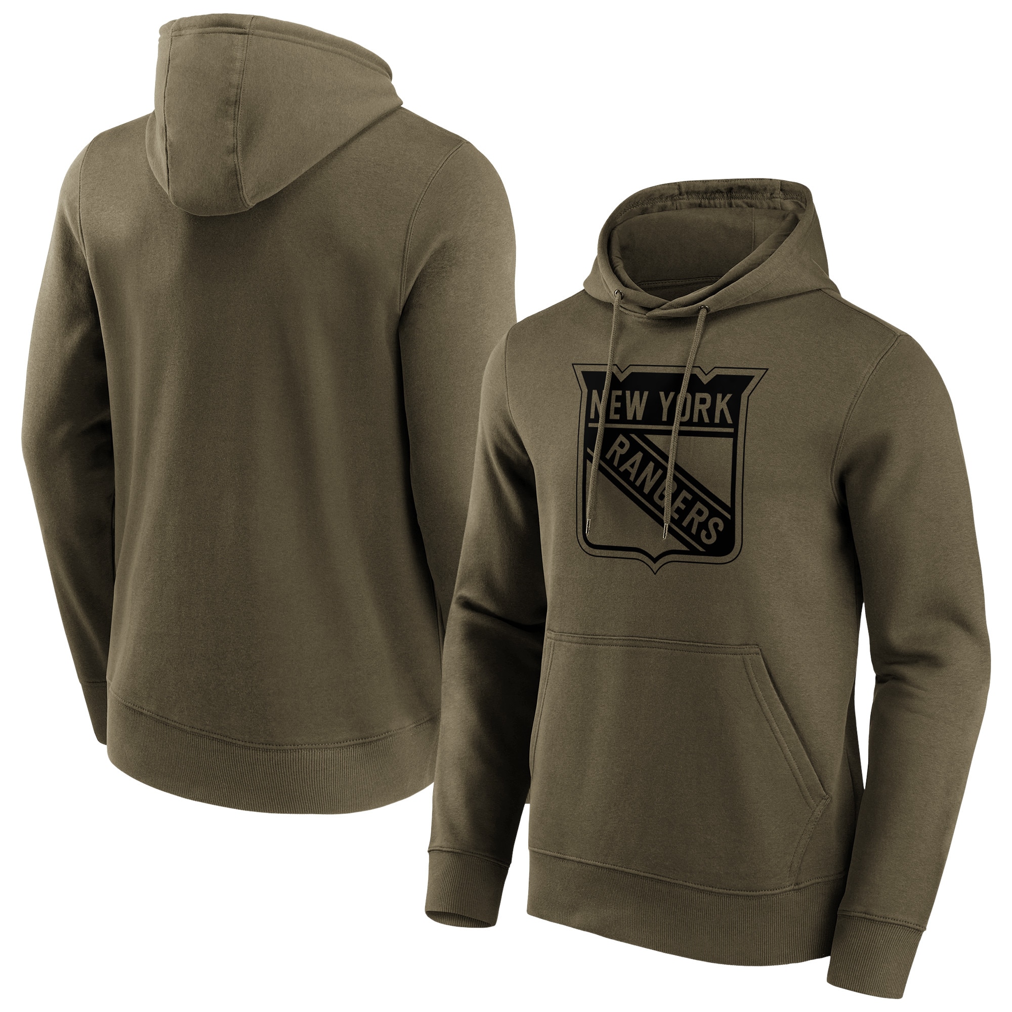 New York Rangers Fanatics Branded Iconic Preferred Logo Graphic Hoodie - Khaki - Herren Image