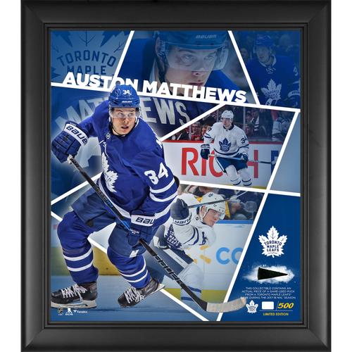 Auston Matthews Toronto Maple Leafs, gerahmt, 15 x 17 Zoll, Impact-Player-Collage mit einem Stück Spielpuck – limitierte Auflage von 500 Stück