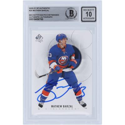 Mathew Barzal New York Islanders Autogrammkarte 2020–21 Upper Deck SP Authentic #24 Beckett Fanatics bezeugt authentifizierte 10er-Karte Image