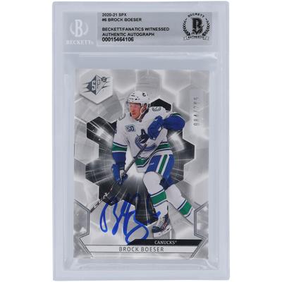 Brock Boeser Vancouver Canucks signiert 2020–21 Upper Deck SPX #6 #/299 Beckett Fanatics bezeugt authentifiziert 10 Karte Image