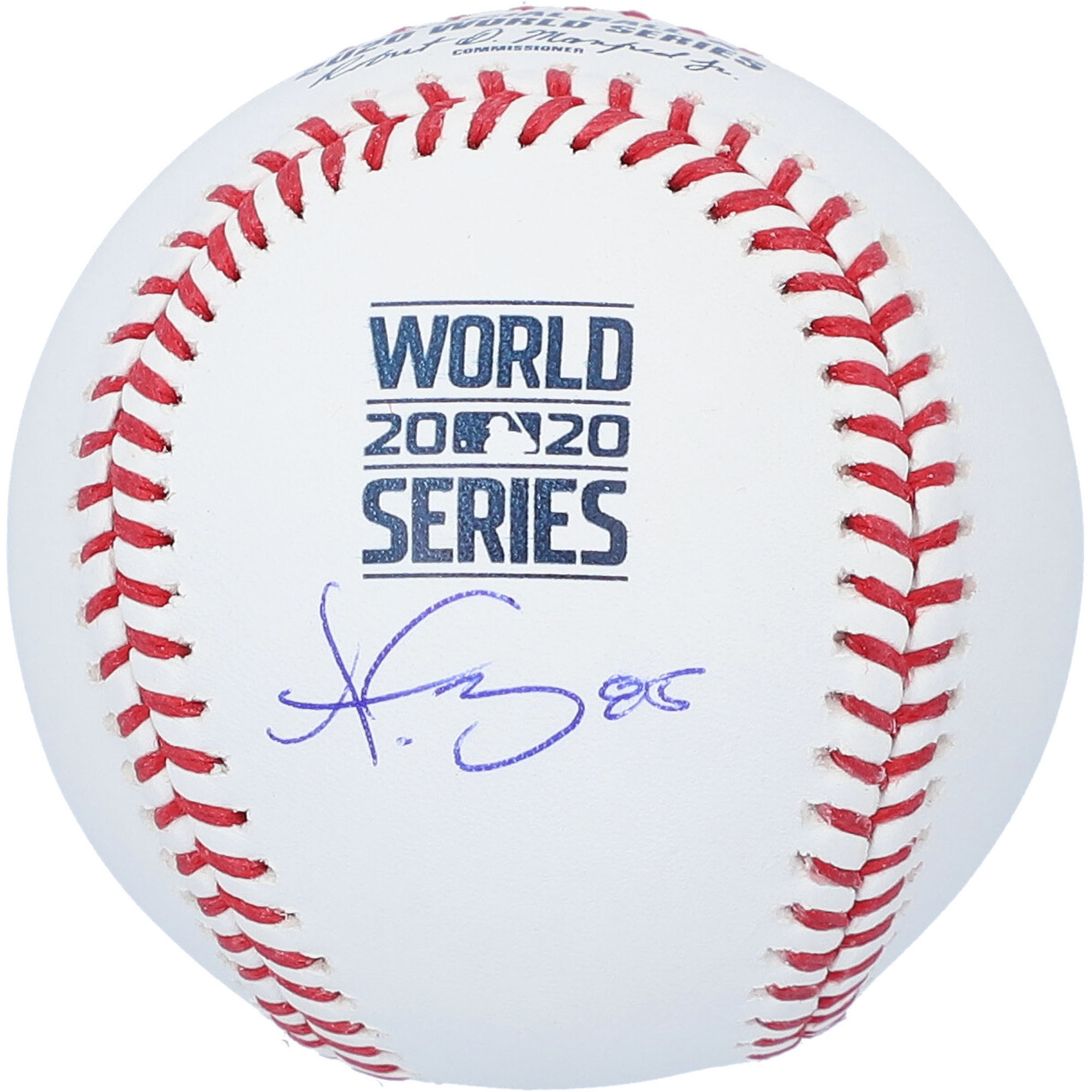 Dustin May Los Angeles Dodgers signierter Baseball mit World Series-Logo der MLB-Weltmeister 2020 Image