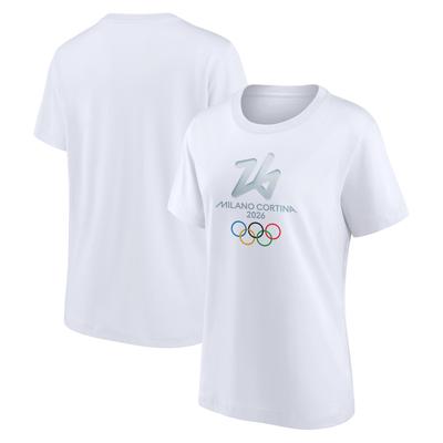 Milano Cortina 2026 Olympics Primary Logo Graphic T-Shirt – Weiß – Damen Image