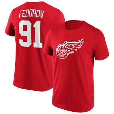 Detroit Red Wings Fanatics Branded Iconic Name & Number Graphic T-Shirt - Rot - Fedorov - Herren Image