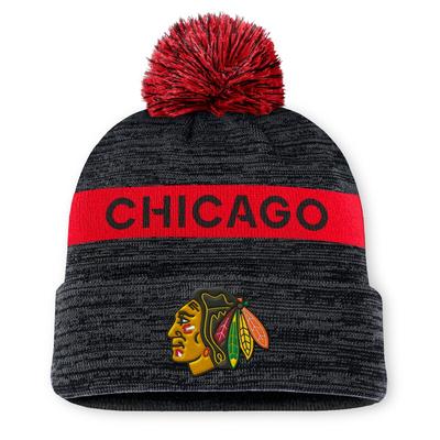 Chicago Blackhawks Authentic Pro Rink Beanie-Manschette mit POM Image