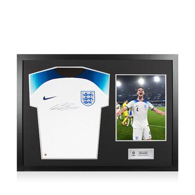 Offizielles UEFA 2024-Heimtrikot von Declan Rice, von vorne signiert und im Hero-Rahmen Image