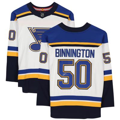 Jordan Binnington, St. Louis Blues, signiertes weißes Fanatics Breakaway-Trikot Image