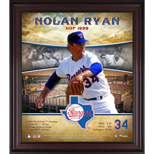 Nolan Ryan Texas Rangers Hall of Fame Karriereprofil, gerahmt, 15 x 17 Zoll