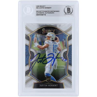 Justin Herbert, Los Angeles Chargers, signierte 2020 Panini Select #44 Beckett Fanatics, bezeugte authentifizierte Rookie-Karte Image