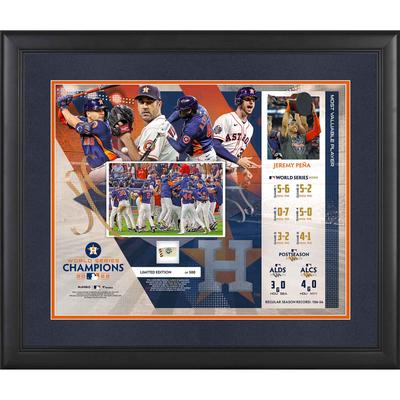 Gerahmte Collage mit Spielstand der Houston Astros-Champions der World Series 2022, gerahmt, 40,6 x 50,8 cm, mit einem Stück eines im Spiel verwendeten World Series-Baseballs, limitierte Auflage von 500 Stück Image