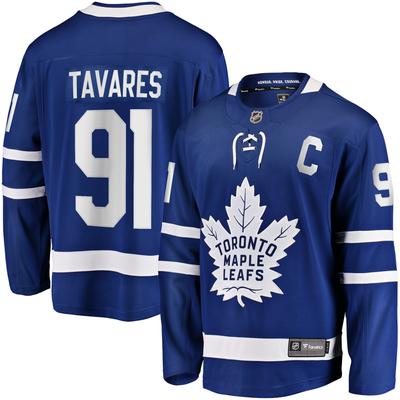 Blaues Toronto Maple Leafs-Heimtrikot mit John Tavares Fanatics-Spielerkapitän Premier Breakaway Image