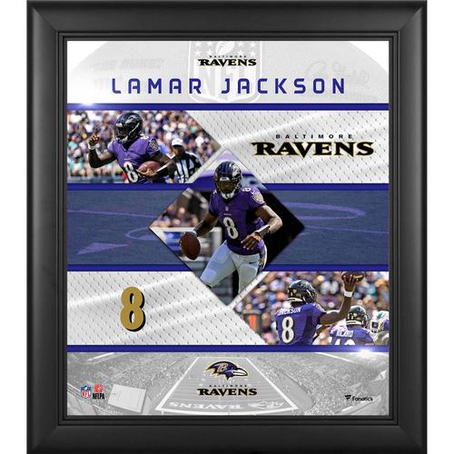 Lamar Jackson Baltimore Ravens Gerahmte Collage mit genähten Sternen, 15 x 17 Zoll