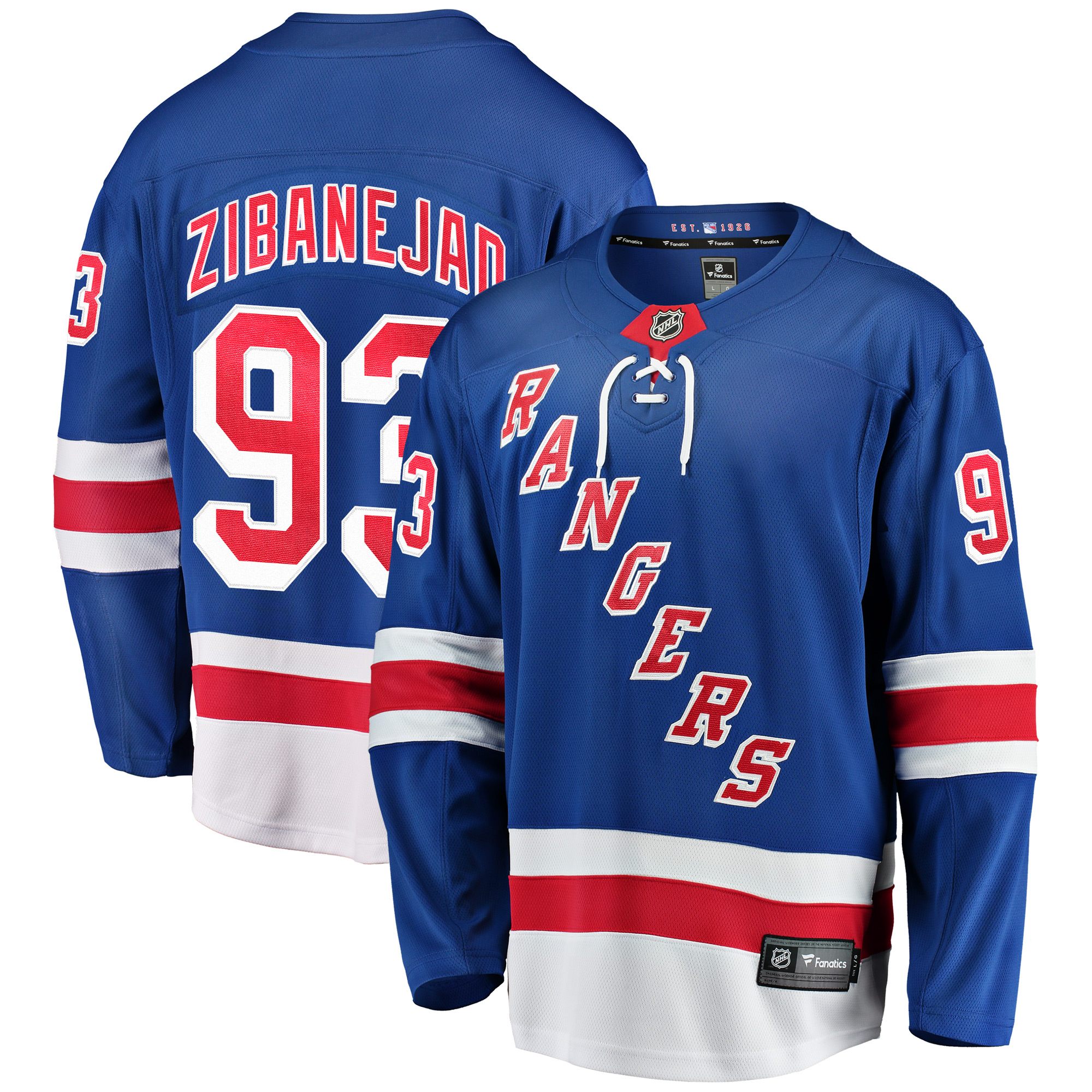 Blaues New York Rangers Breakaway-Spielertrikot – Mika Zibanejad Fanatics – Herren Image