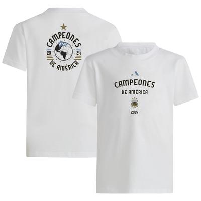 Weißes T-Shirt der argentinischen Nationalmannschaft 2024 der Copa America für Jugendliche von adidas Image
