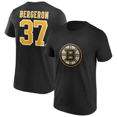 Boston Bruins Fanatics Branded Iconic Name & Number Graphic T-Shirt - Schwarz - Bergeron 37 - Herren Image