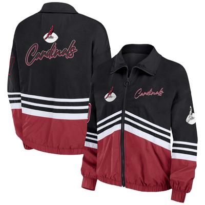 Damen WEAR by Erin Andrews Schwarze Arizona Cardinals Vintage Throwback Windbreaker Jacke mit durchgehendem Reißverschluss Image