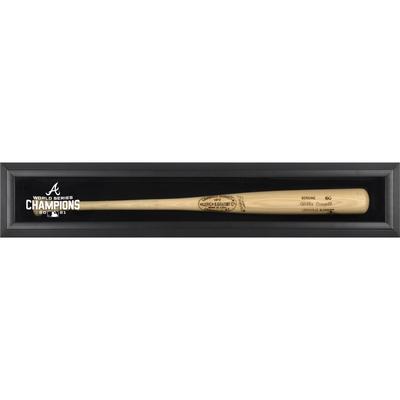 Atlanta Braves 2021 MLB World Series Champions Schwarz gerahmte Schläger Wandvitrine mit Logo Image